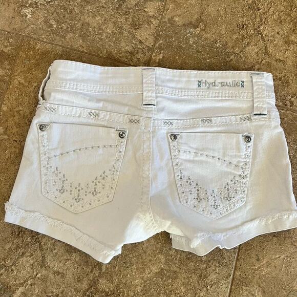 HYDRAULIC white short cotton jeweled  5/6 women's  shorts - Picture 5 of 8